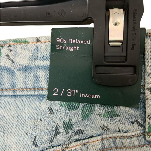 Wild Fable Womens Sz 2 90s Style Relaxed Light Blue Floral Straight Leg Jeans - Picture 4 of 6